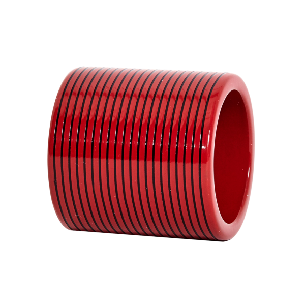 Red & Black Lacquer Stripe Napkin Ring