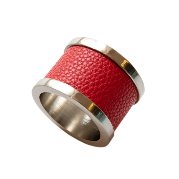 Red Zinc & Leather Napkin Ring (2)