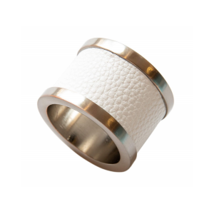 White Zinc & Leather Napkin Ring