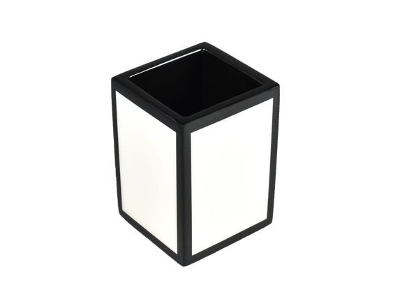 White with Black Trim Brush Cup