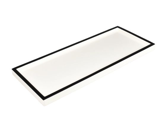 White with Black Trim Long Vanity Tray