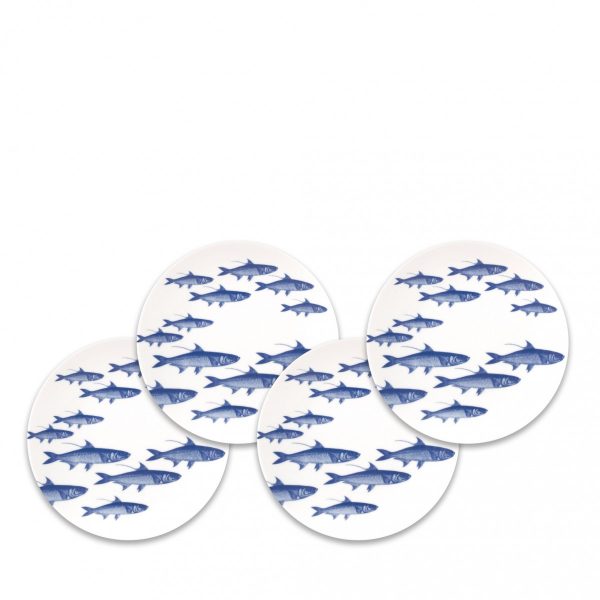 Blue School of Fish Canapes Set of 4