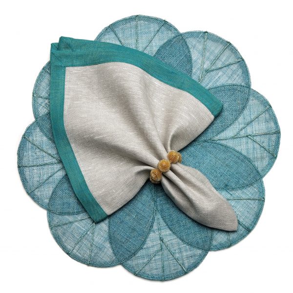 Sinamay Flower Placemat Turquoise