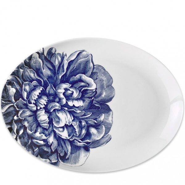 Blue Peony Coupe Oval Platter