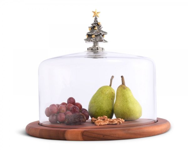 Christmas Tree Gass Covered Cheese Wood Board 13 D