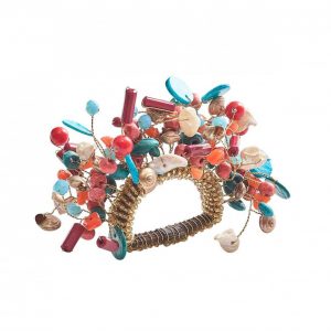 Cozulmel Napkin Ring in Coral and Turquoise