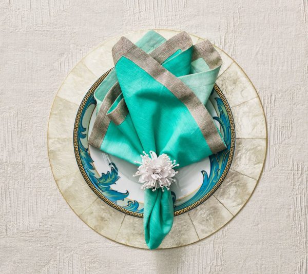 Dip Dye Napkin in Mint and Silver Lifestyle