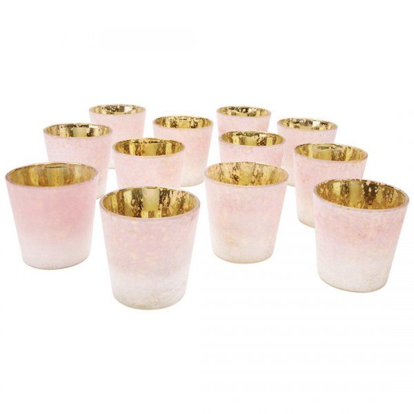 Frosted Ombre Mercury Glass Votive Candle Holders Pink Overhead
