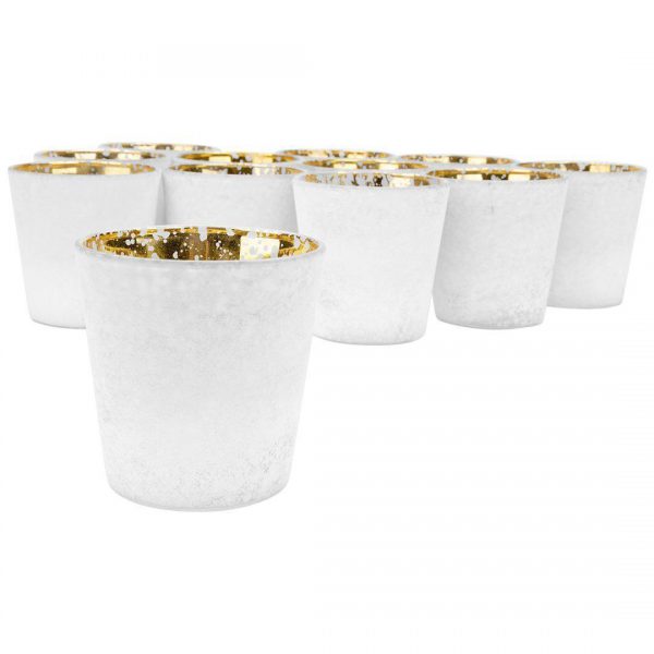 Frosted Ombre Mercury Glass Votive Candle Holders White