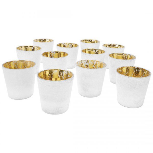 Frosted Ombre Mercury Glass Votive Candle Holders White Overhead