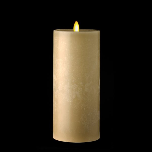 3.5 x 9 Moving Flame Flameless Taupe Pillar Candle