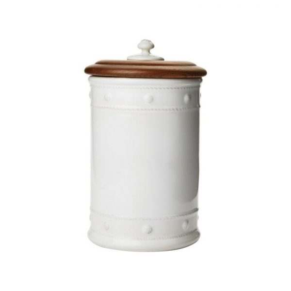 Berry and Thread Whitewash 11.5 Canister with wooden lid