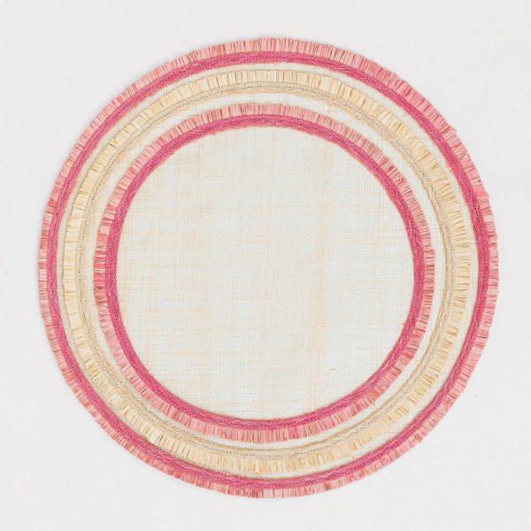 Ruffle Edge Straw Pink Placemat
