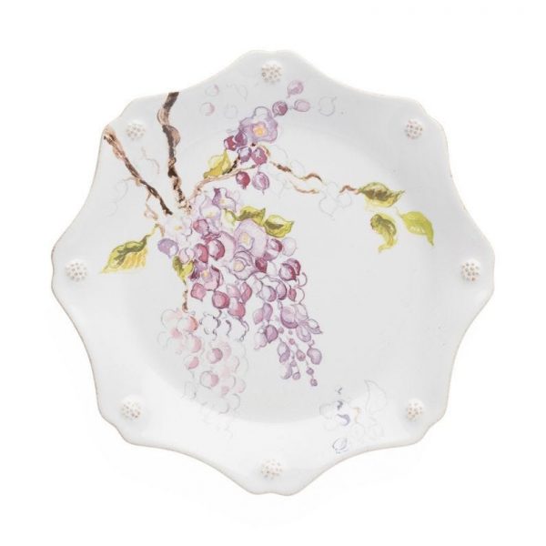 Berry and Thread Floral Sketch Wisteria Dessert Salad Plate