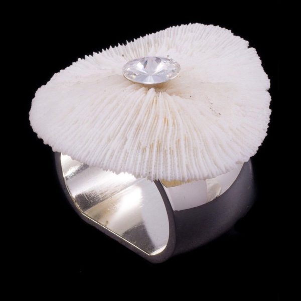 Mushroom Coral Napkin Ring Featuring Swarovski Crystal