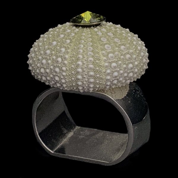 Olivine Sea Urchin Napkin Ring Featuring Swarovski Crystals