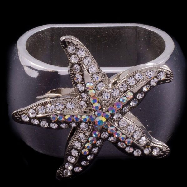 Small Starfish Napkin Ring Featuring Swarovski Crystal