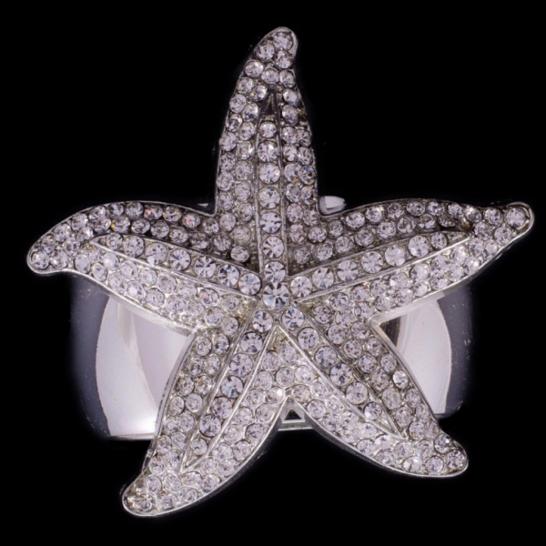 Starfish Napkin Ring Featuring Swarovski Crystal Set of 4