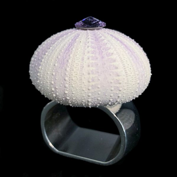 Violet Sea Urchin Napkin Ring Featuring Swarovski Crystal Set of 4
