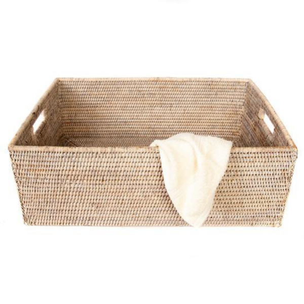 White Wash Rectangular Basket Lifestyle