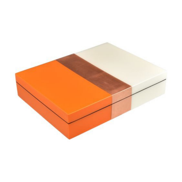 Pacific Connections Orange Copper White Stationery Box