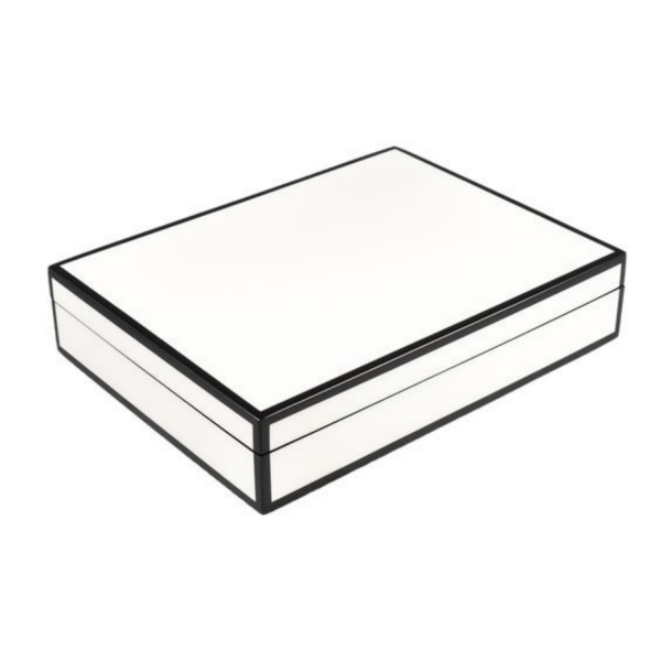 Pacific Connections White with Black Trim Stationery Box