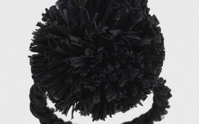 Joanna Buchanan Straw Pompom Napkin Rings, Black – Set of 4