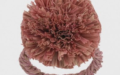 Joanna Buchanan Straw Pompom Napkin Rings Pink – Set of 4