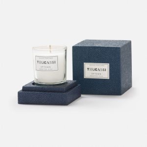 Uptown Rooftop View Candle Navy Faux Shagreen Box
