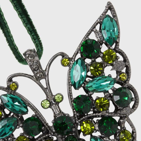 Butterfly Hanging Ornament Emerald Closeup