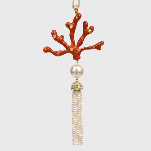 Coral Tassel Hanging Ornament Coral