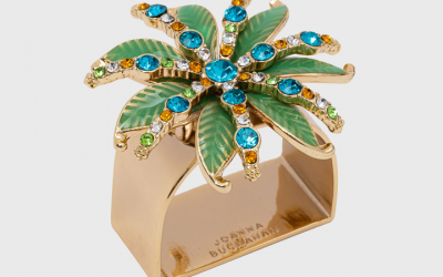 Joanna Buchanan Deco Palm Napkin Rings Green – Set of 4