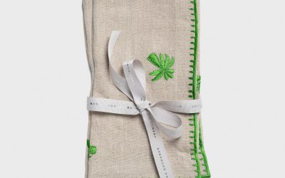 Joanna Buchanan Palm tree embroidered dinner napkins flax – set of 2