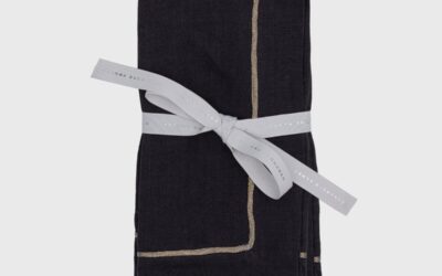 Joanna Buchanan Pewter trim linen dinner napkins black – set of two