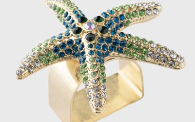 Joanna Buchanan Sparkling starfish napkin rings green – set of 4