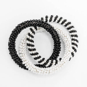 Von Gern Home Beaded Napkin Rings Black, White, Black & White Set of four