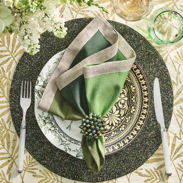 Kim Seybert Dip Dye Napkin in Olive & Green