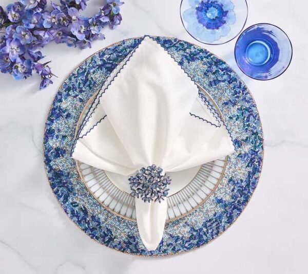 Kim Seybert Casbah Napkin in White & Blue - Set of 4 - Image 2