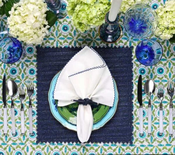 Kim Seybert Casbah Napkin in White & Blue - Set of 4 - Image 6
