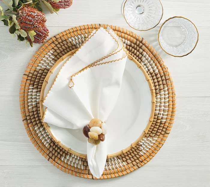 Kim Seybert Casbah Napkin in White & Natural - Set of 4 - Image 3