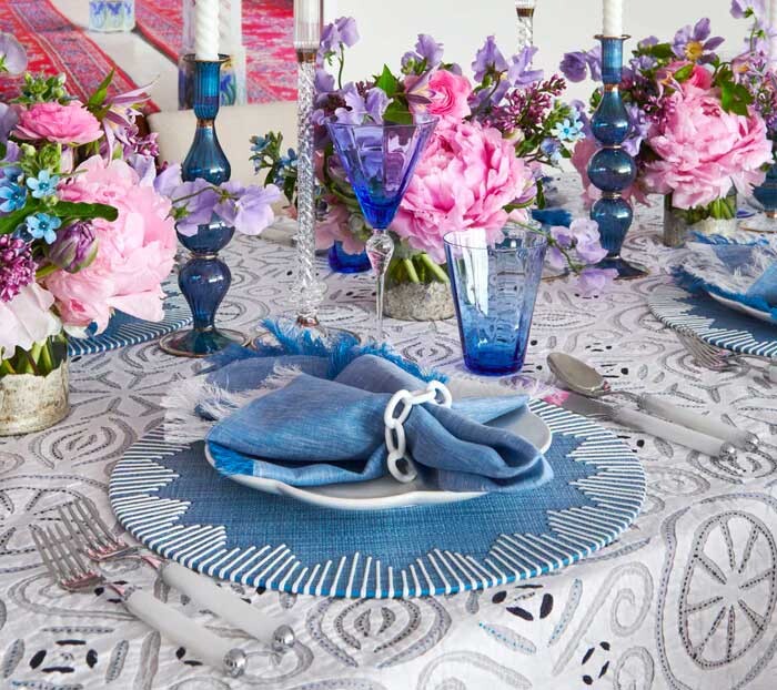 Kim Seybert Chambray Fringe Napkin in Blue - Set of 4 - Image 3