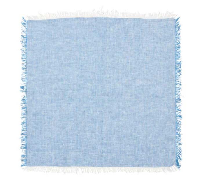 Kim Seybert Chambray Fringe Napkin in Blue - Set of 4 - Image 5