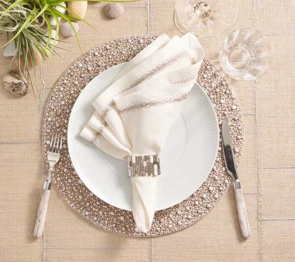 Kim Seybert Zen Placemat in Gray & Taupe -  Set of 4 - Image 3