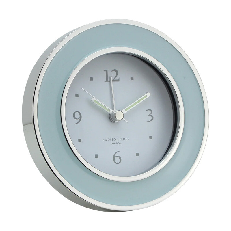 Addison Ross Alarm Clock - Light Blue & Silver