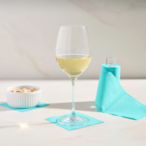 Table Theory Solid Cocktail Napkins with White Border