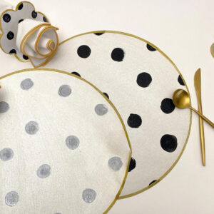 Carole Shiber Designs Painted Polka-Dot Round Placemats with Gilt-Edge - Set of 4